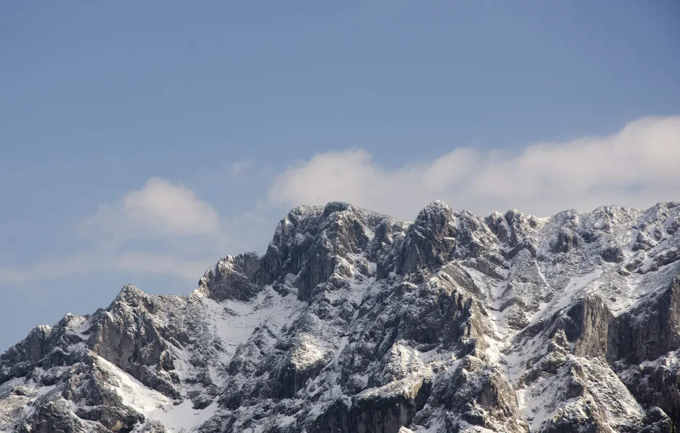 Photo wallpaper sky, Europe, clouds, mountain, snow, hill, Austria, Gmunden