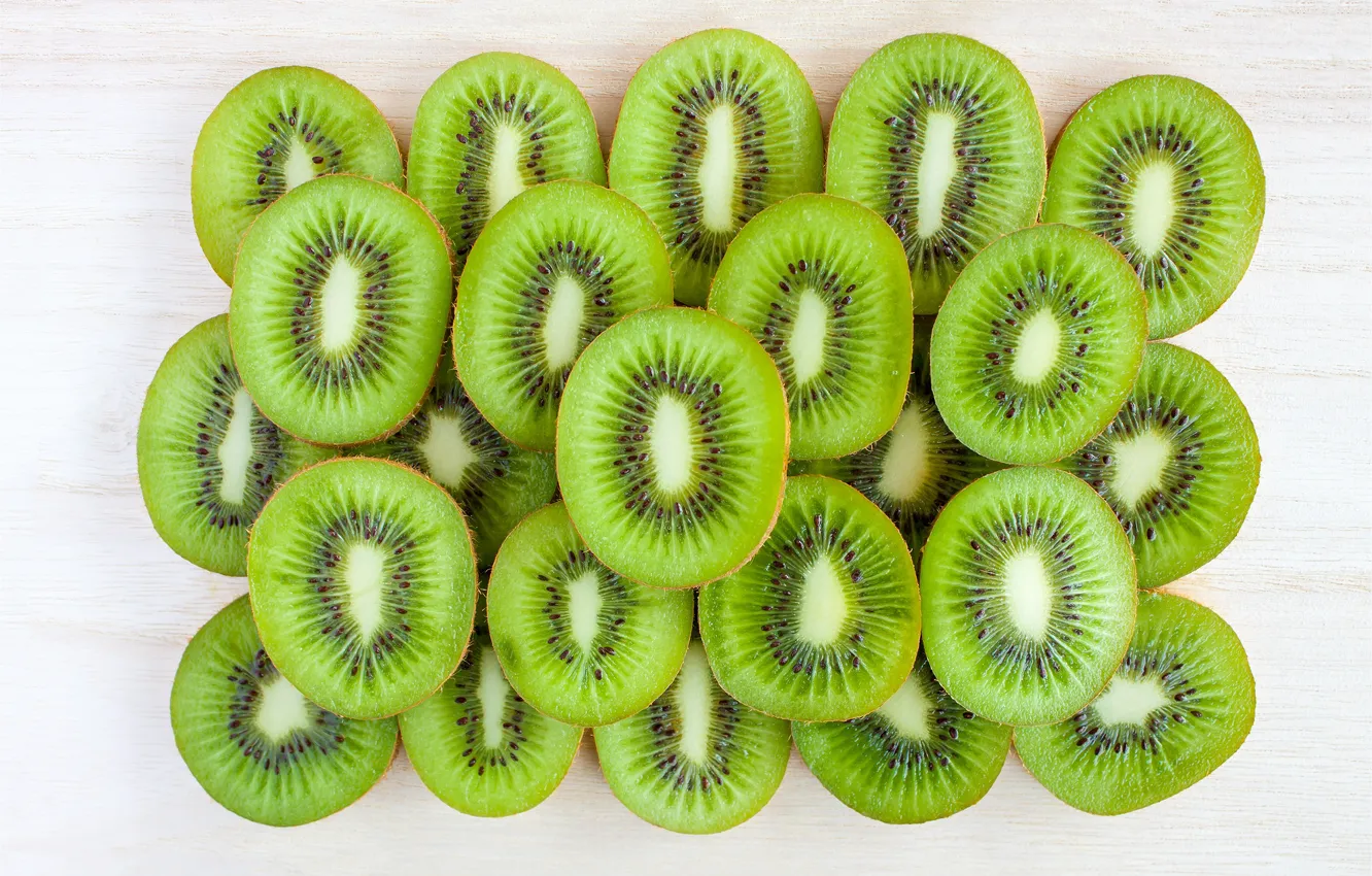 Photo wallpaper green, food, kiwi, fruit, slices