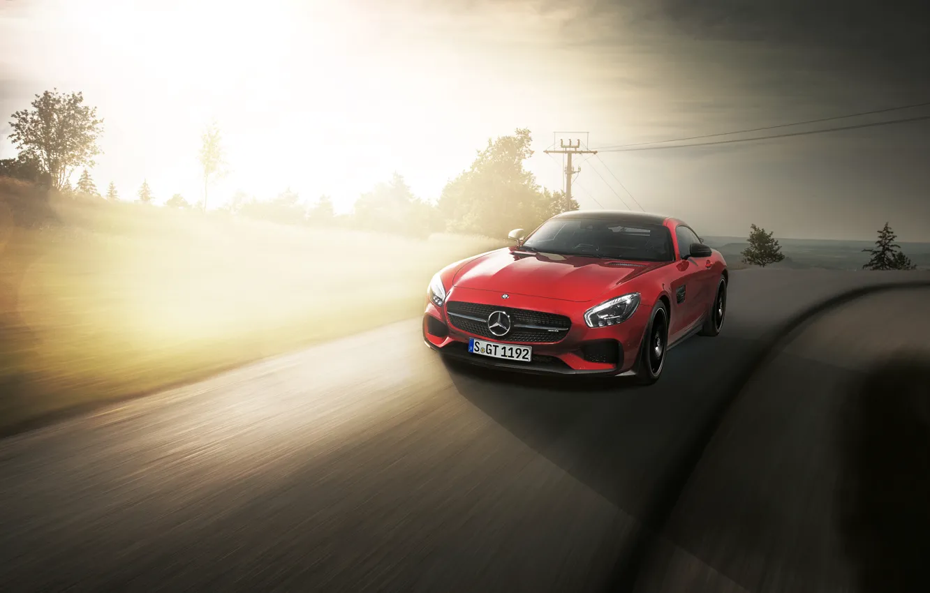 Photo wallpaper Mercedes, red, AMG, GTS