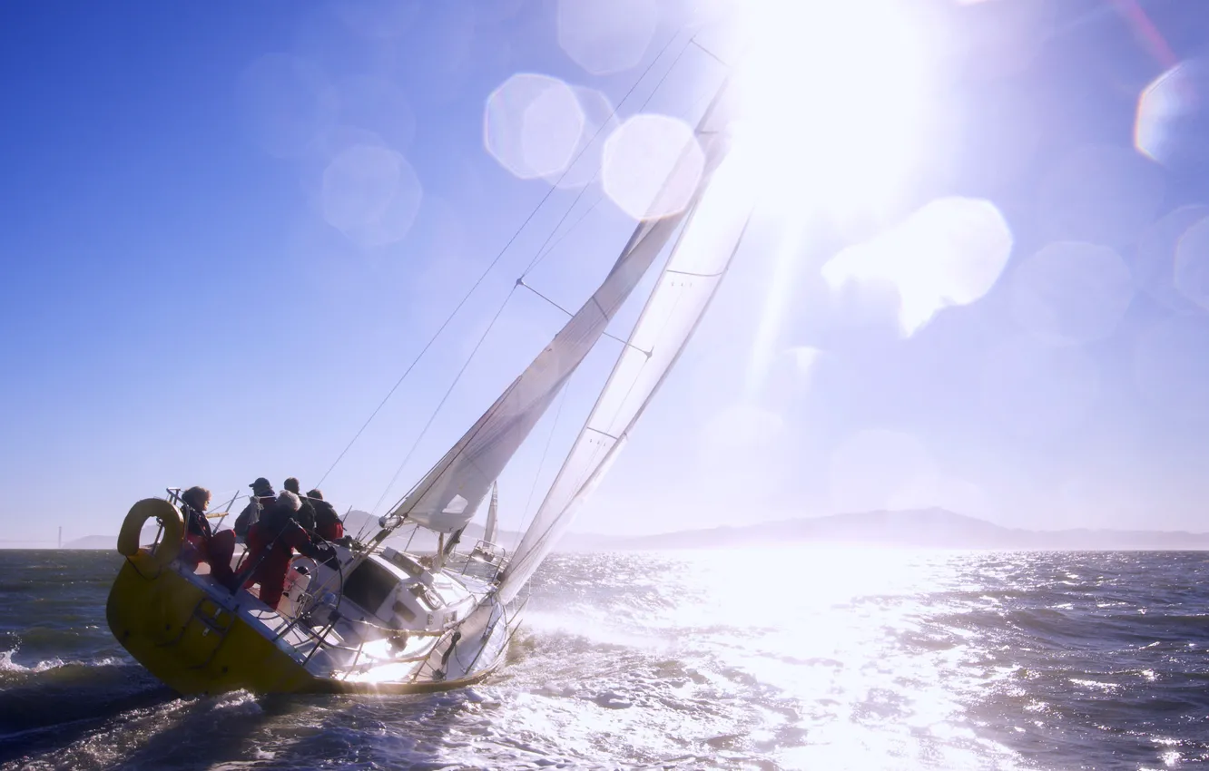 Photo wallpaper sea, the way, the wind, yacht