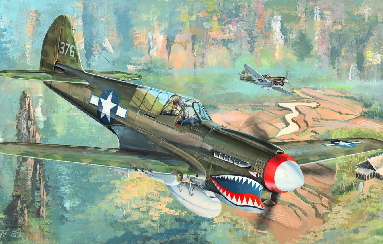 Photo wallpaper fighter, USA, fighter-bomber, P-40N Warhawk, P-40
