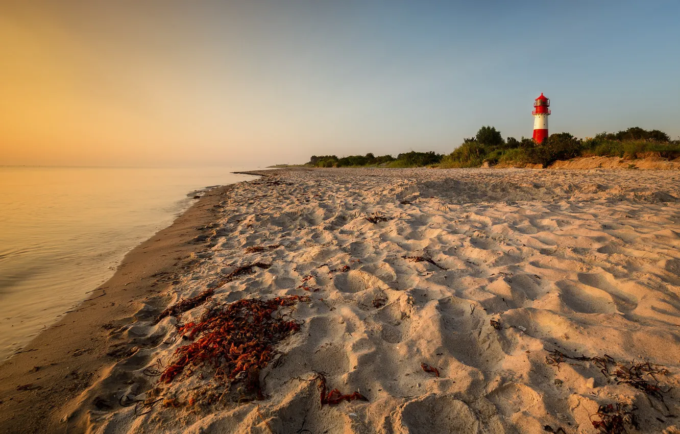 Photo wallpaper sand, coast, lighthouse