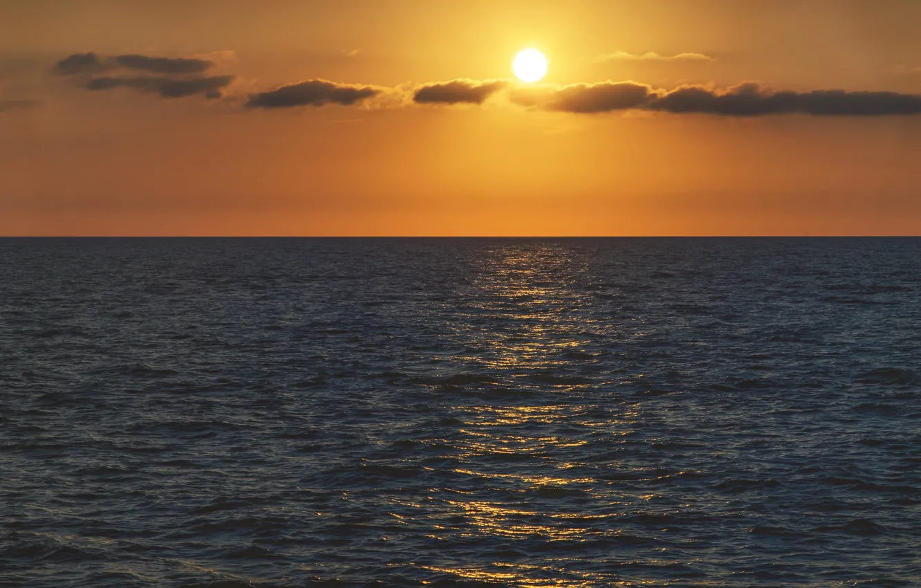 Photo wallpaper sea, the sky, dawn