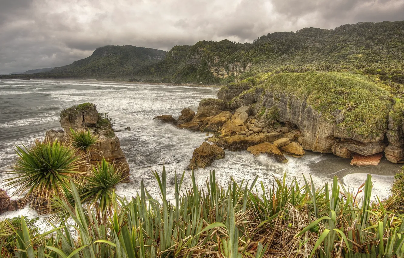 Photo wallpaper sea, coast, rocky shore