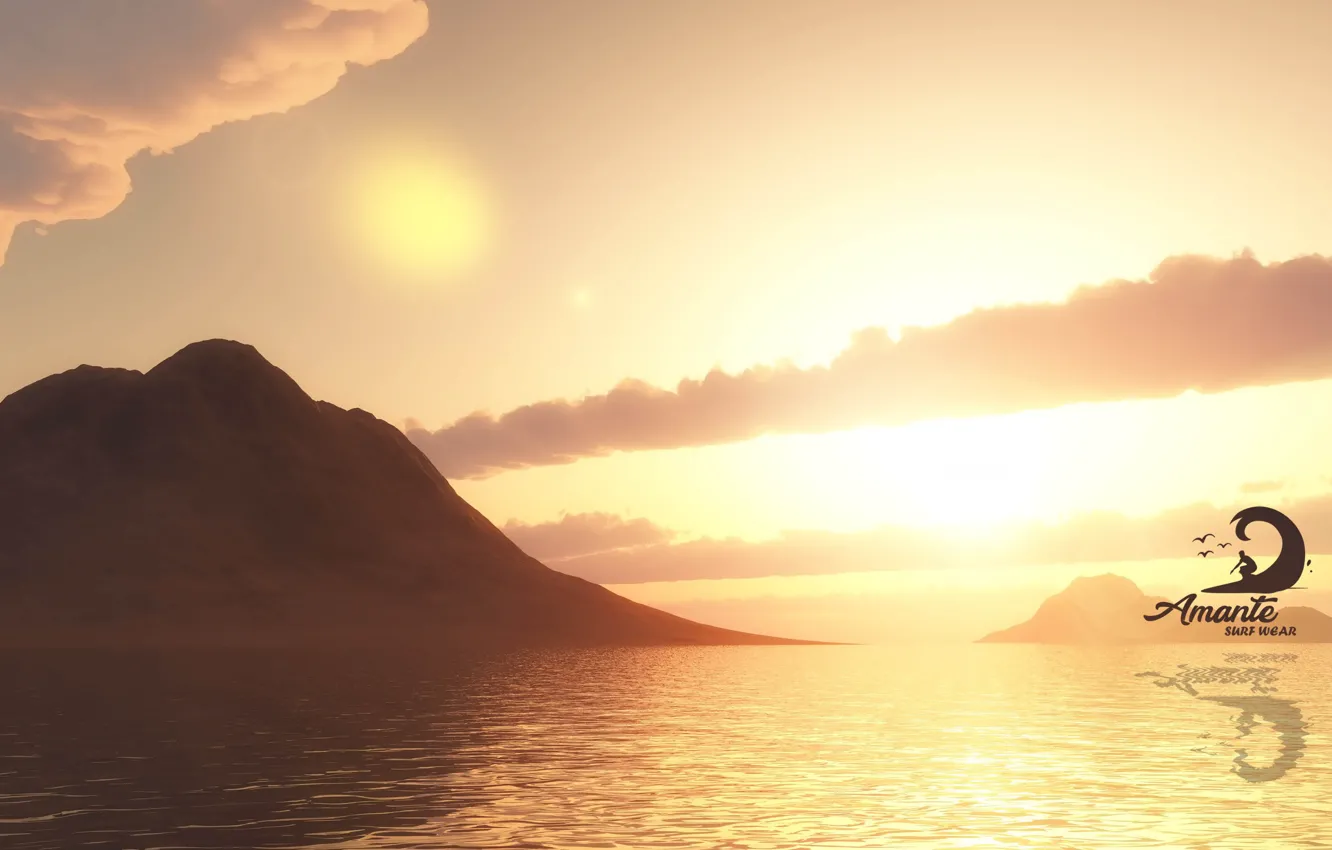 Photo wallpaper logo, sunset, LOVER