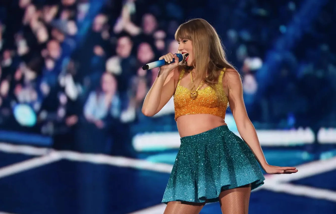 Photo wallpaper skirt, singer, Taylor Swift, beauty, the audience, speech, Taylor Swift, singing