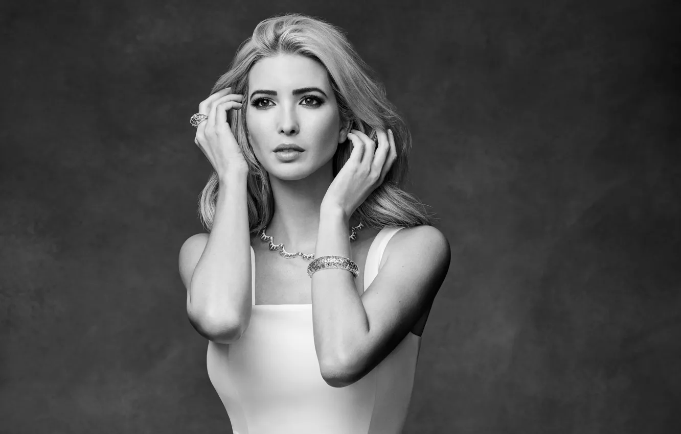 Photo wallpaper look, girl, model, beautiful, black and white photo, Ivanka Trump, Ivanka Trump
