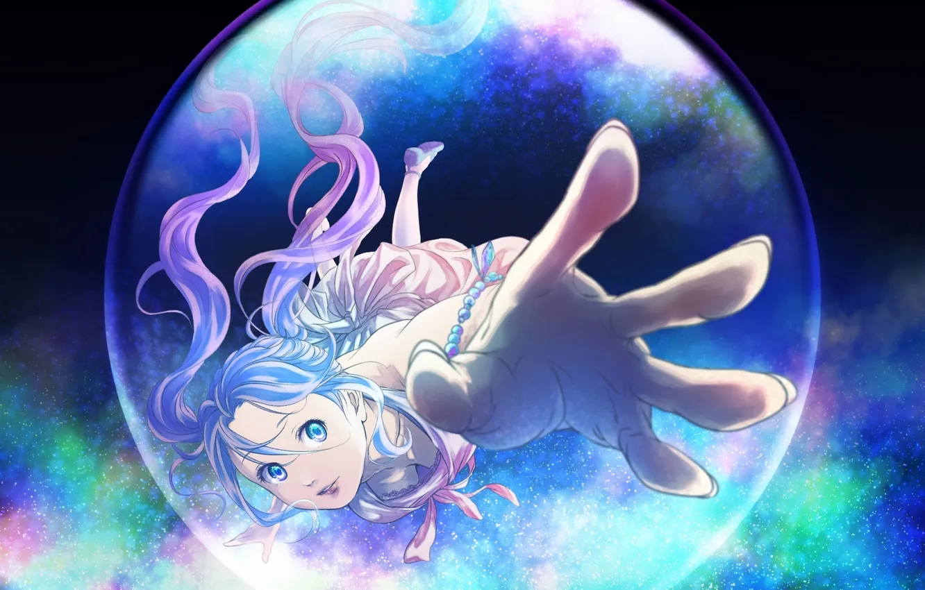 Photo wallpaper girl, bubbles, anime, art, bracelet, marichi