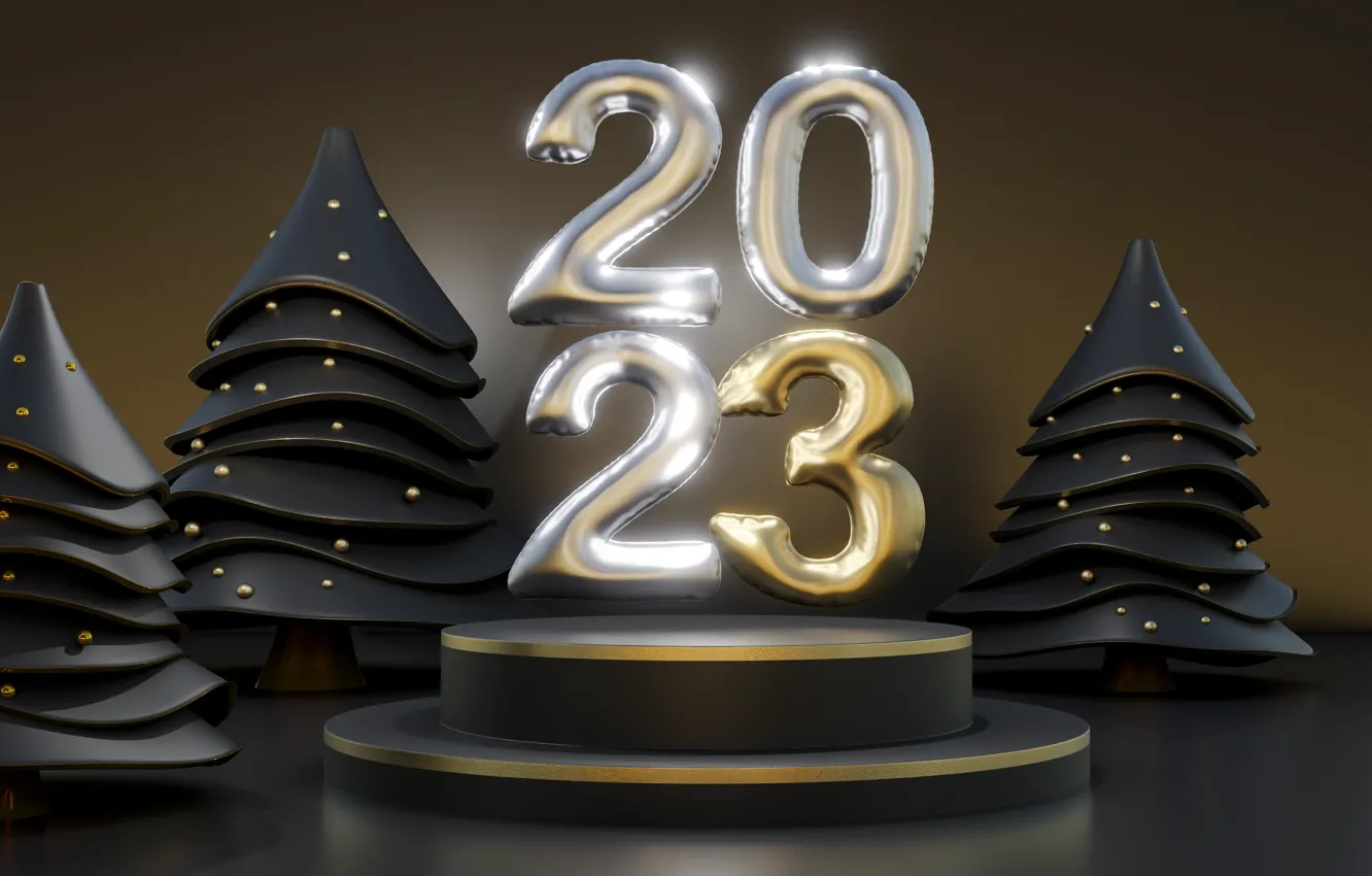 Photo wallpaper new year, figures, date, 2023