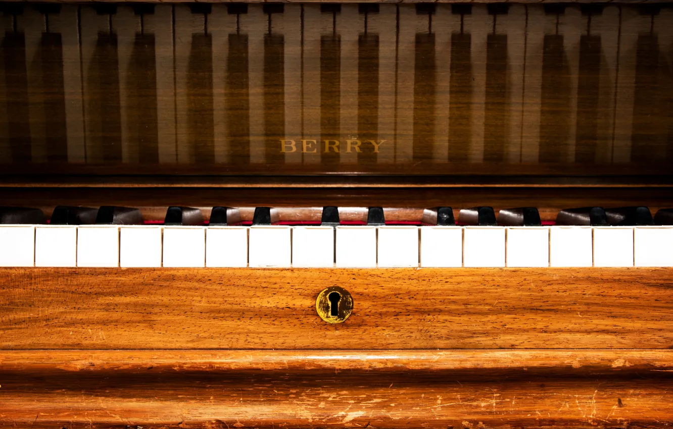 Photo wallpaper macro, music, piano