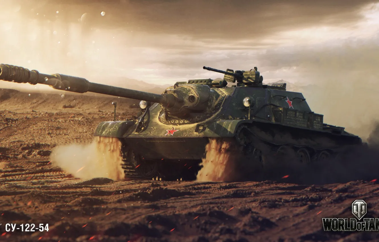 Photo wallpaper tank, Soviet, World of Tanks, PT-ACS, SU-122-54, world of tanks.