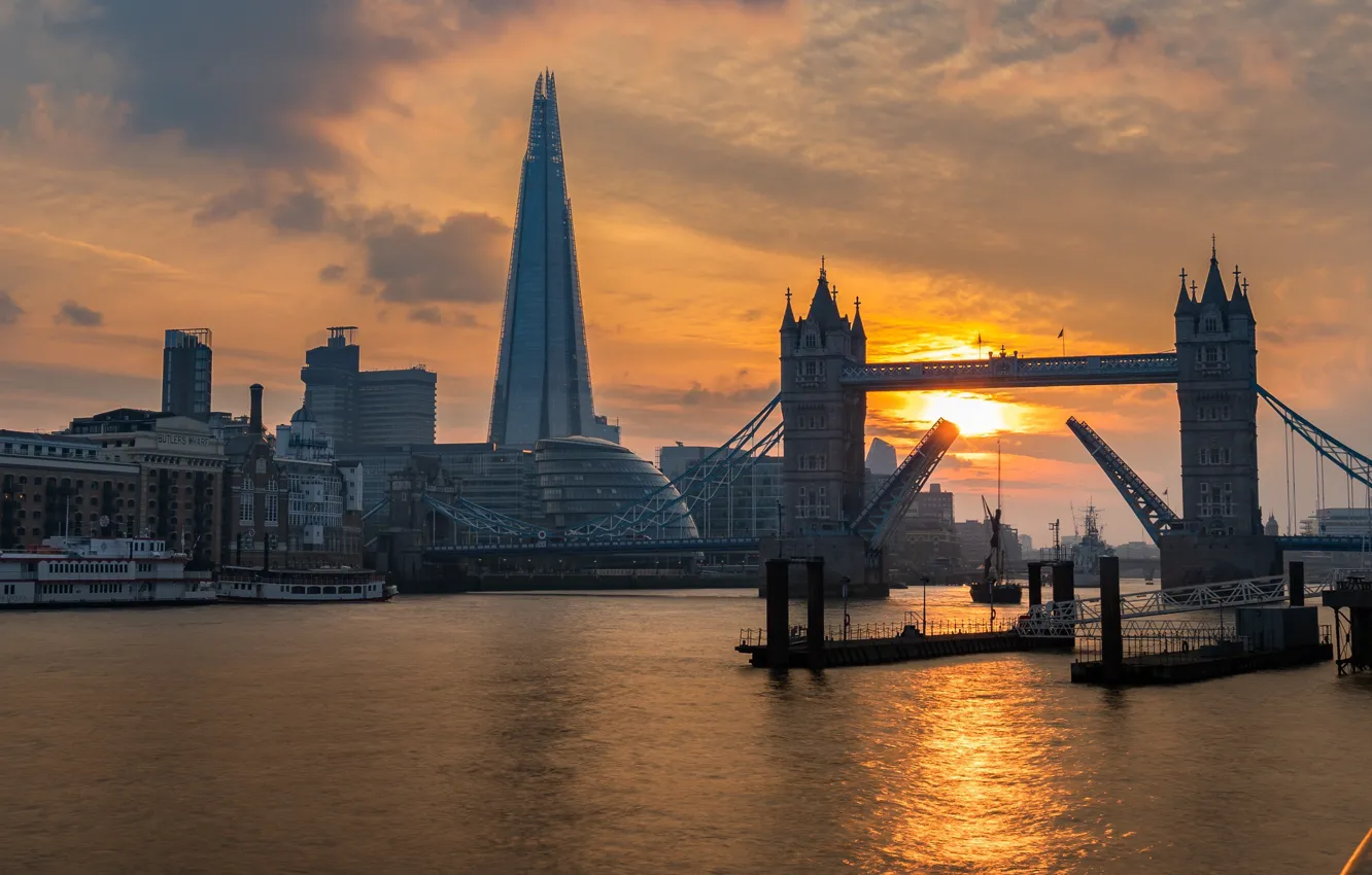 Photo wallpaper sunset, Tower Bridge, London