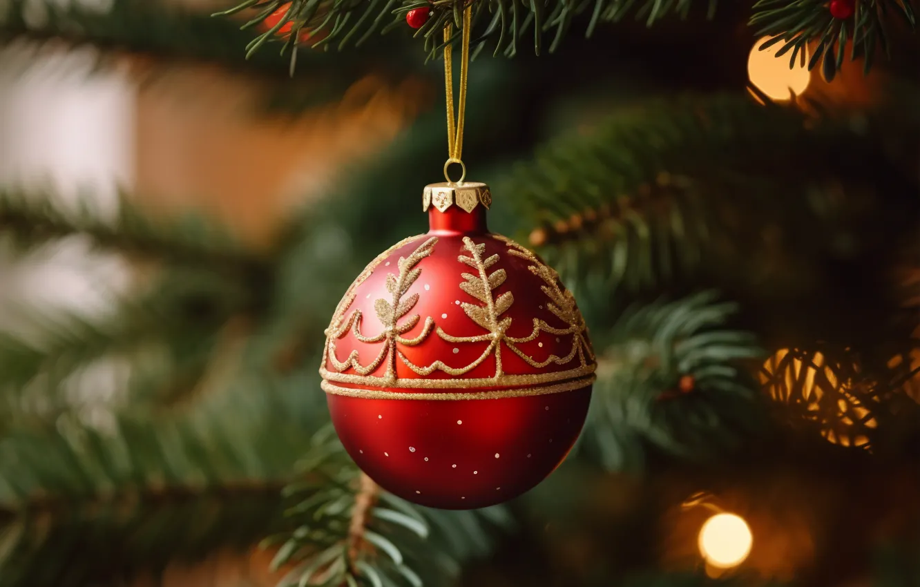Photo wallpaper decoration, balls, tree, new year, Christmas, Christmas, balls, New Year