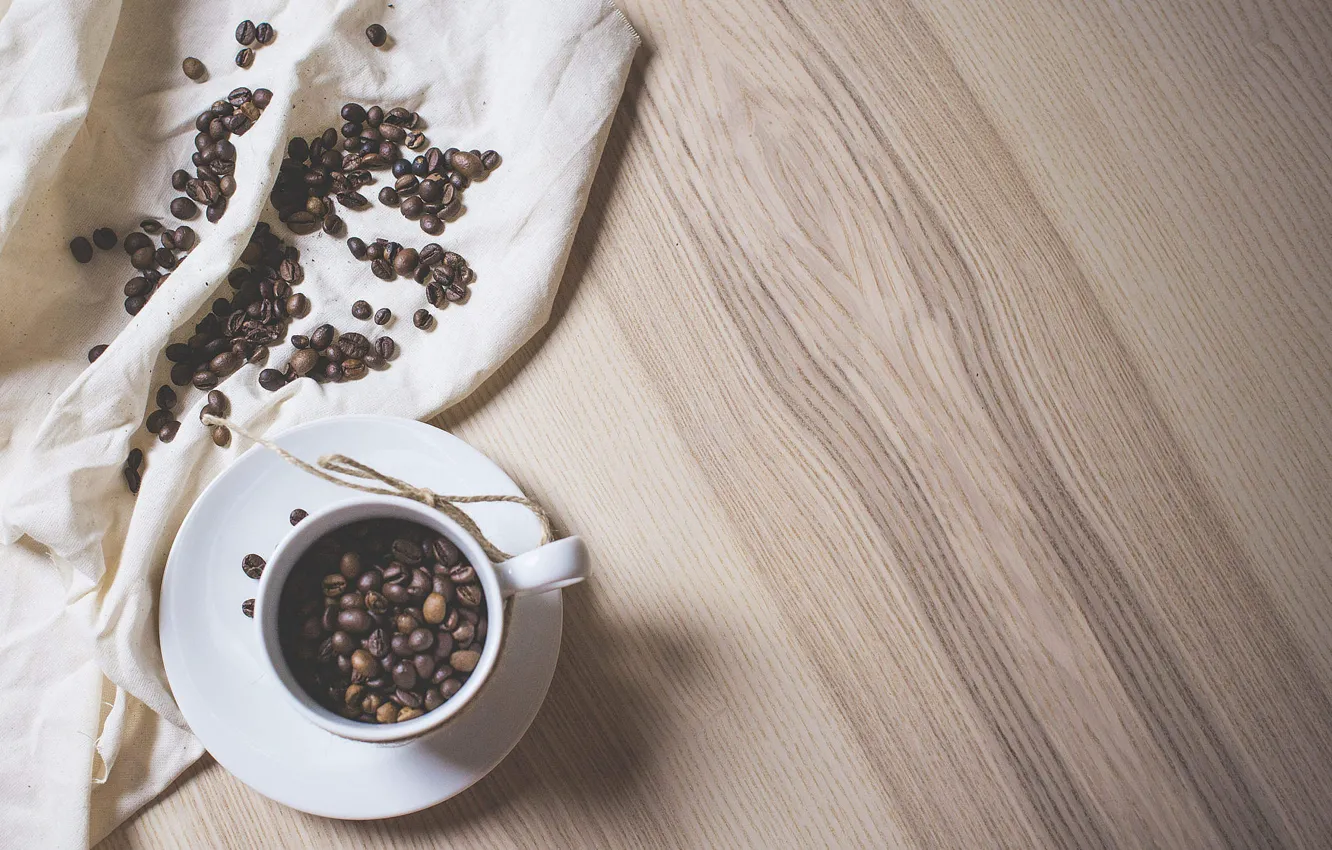 Photo wallpaper coffee, wood, coffee beans, coffee
