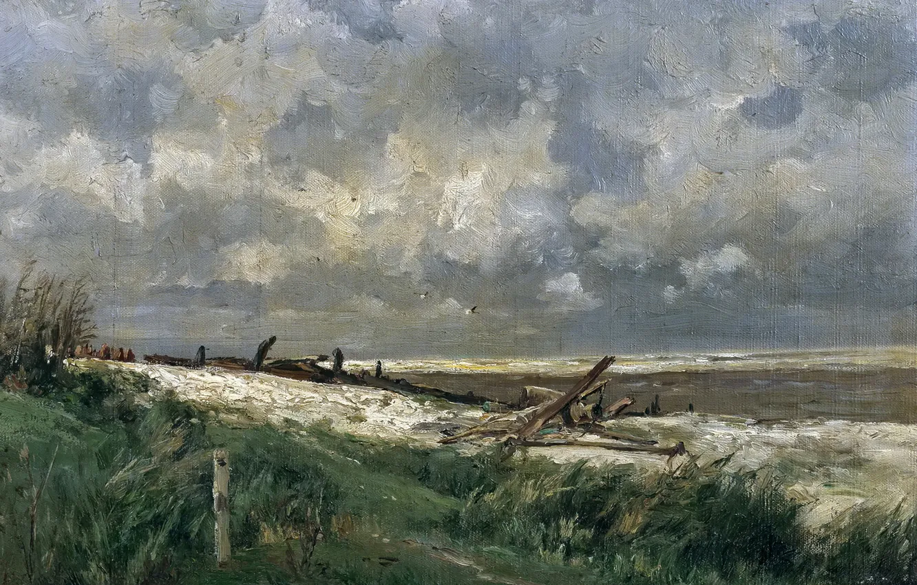 Photo wallpaper landscape, nature, picture, Carlos de Haes, Dune Villerville