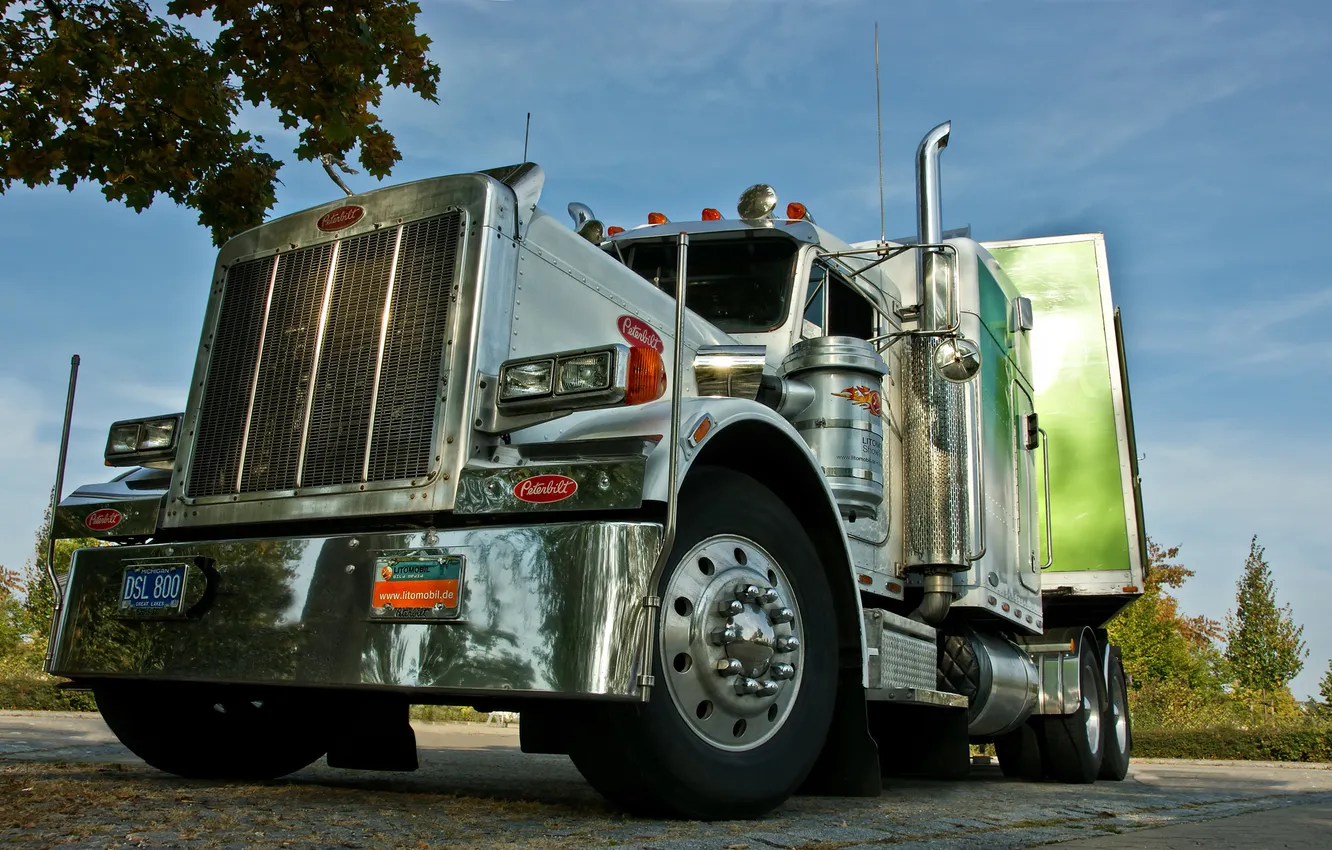 Photo wallpaper Truck, chrome, tractor, Peterbilt, Nickel