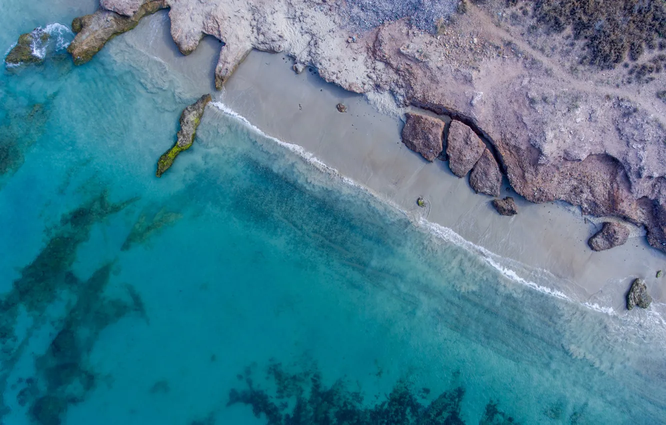 Photo wallpaper sea, stones, rocks, shore