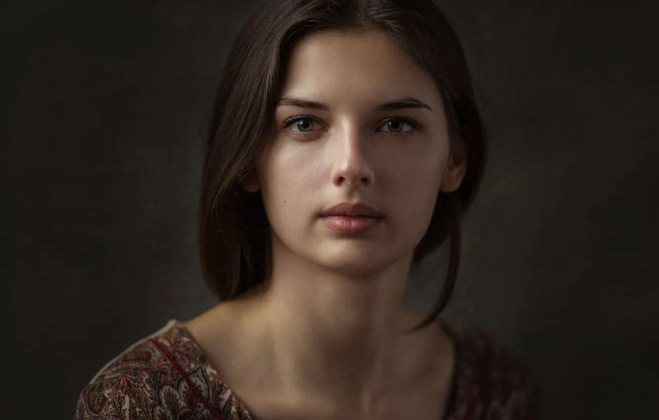 Photo wallpaper look, background, model, portrait, makeup, Alina, brunette, hairstyle