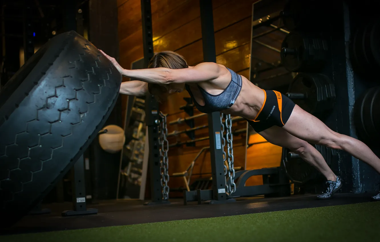 Photo wallpaper workout, tire, crossfit, elongation