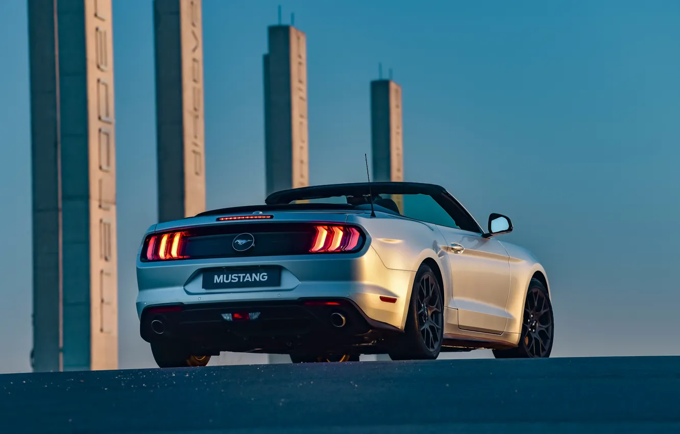 Photo wallpaper Mustang, Ford, taillights, Ford Mustang EcoBoost Convertible