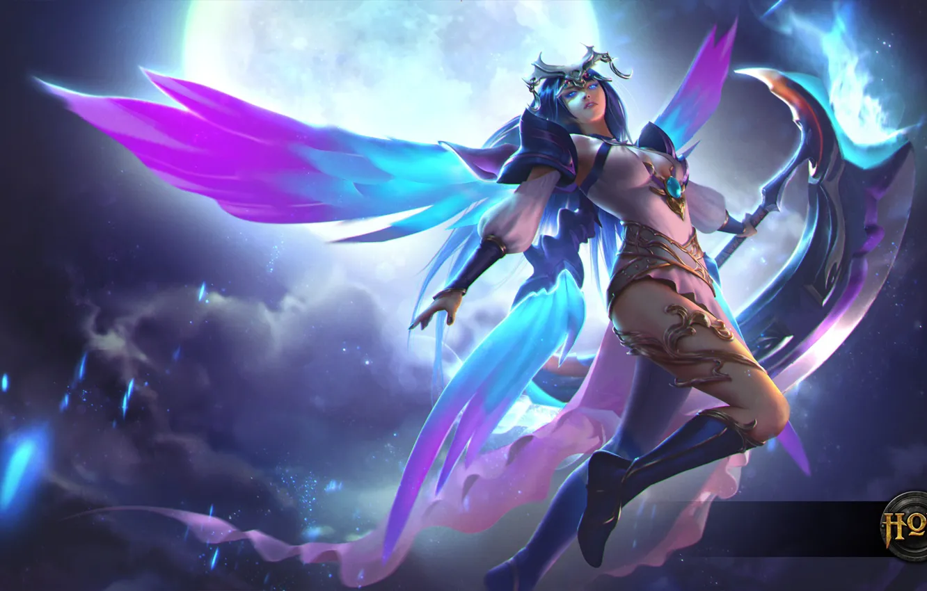 Photo wallpaper girl, wings, hon, Heroes of Newerth, Lunari Moon Queen