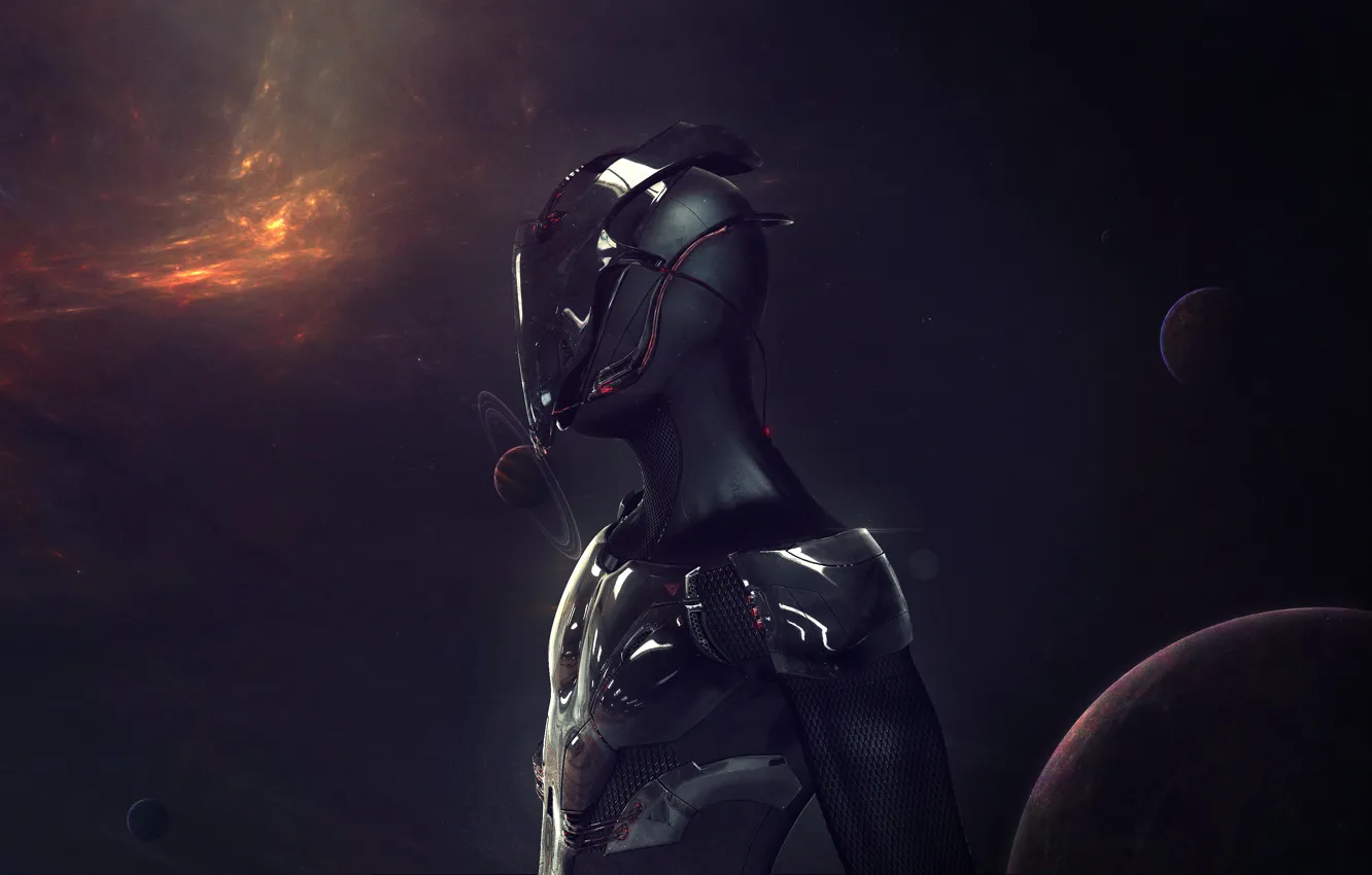 Photo wallpaper machine, space, night, metal, darkness, future, the dark background, rendering
