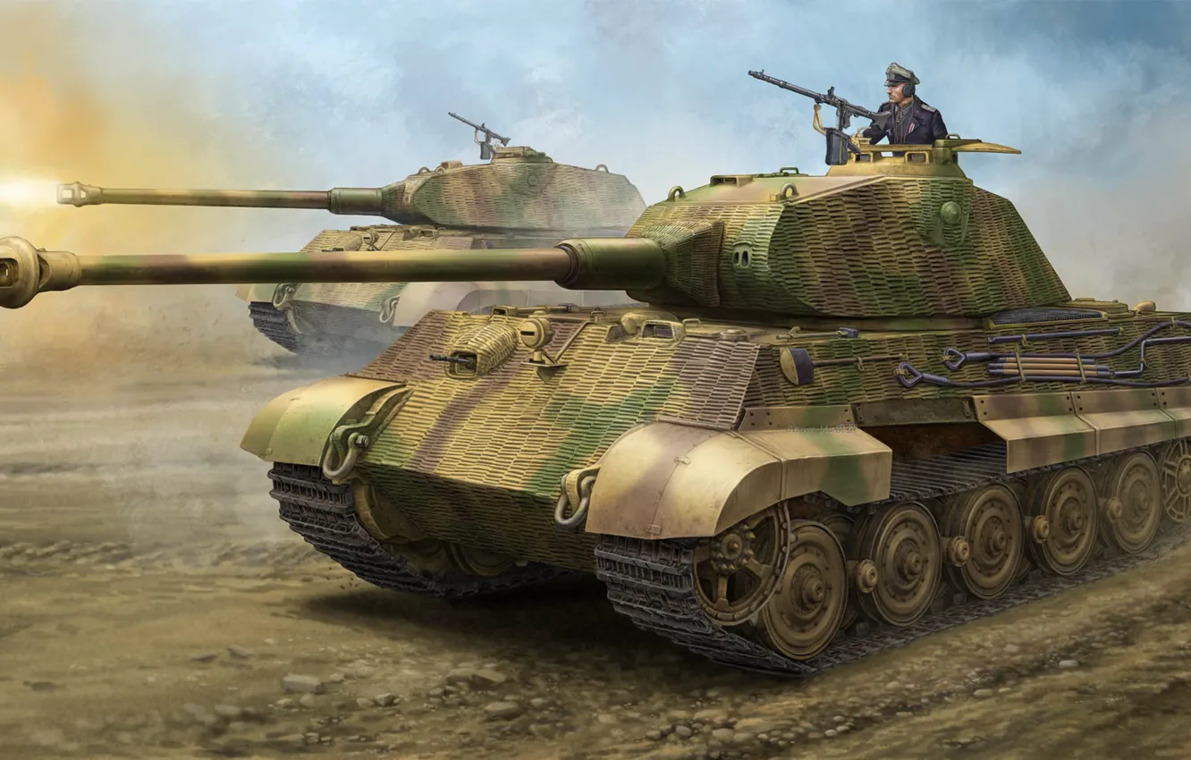 Photo wallpaper King tiger, Panzerkampfwagen VI Ausf. B, Tiger II, German heavy tank, Tower Porsche