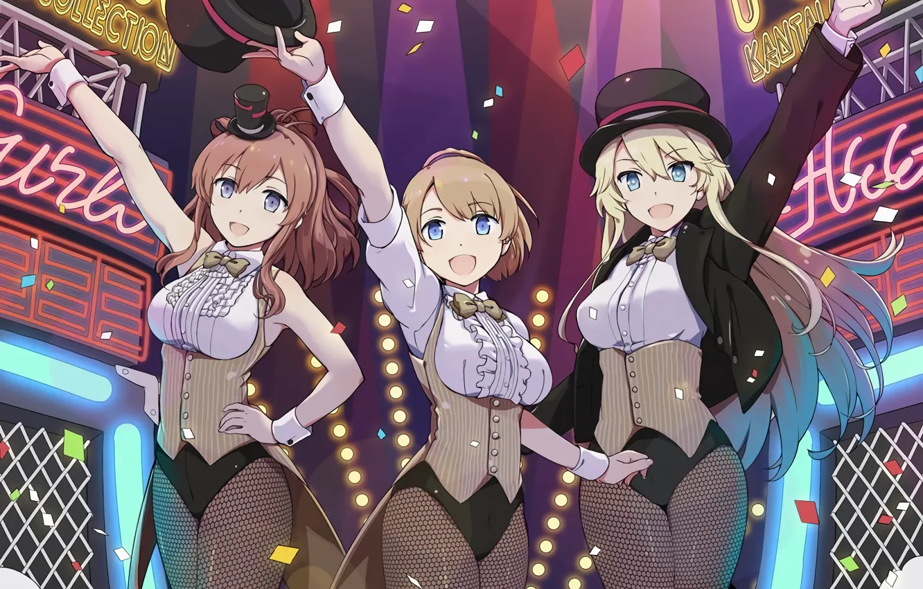 Photo wallpaper sexy, long hair, girls, brown hair, boobs, anime, blue eyes, beautiful