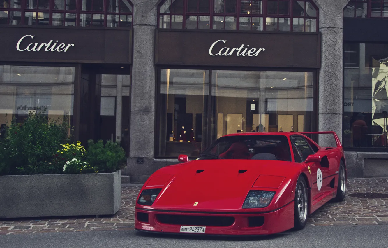 Photo wallpaper red, Ferrari, red, F40, Ferrari, F40