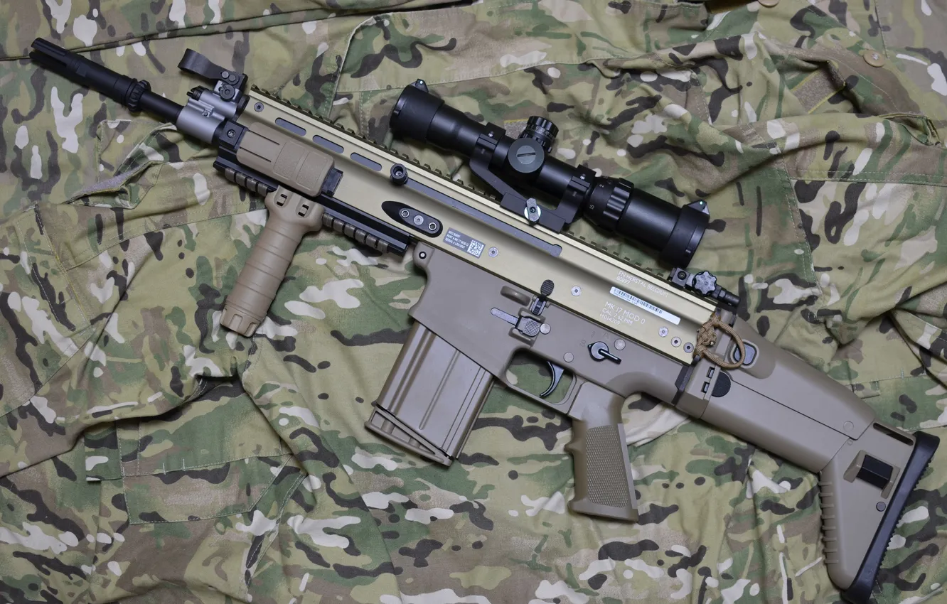 Photo wallpaper weapons, machine, camouflage, rifle, assault, FN SCAR-H