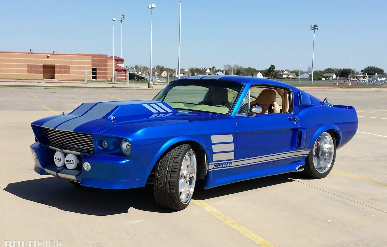 Photo wallpaper Mustang, Ford, Car, Blue, 1967, Boss, Custom, Images