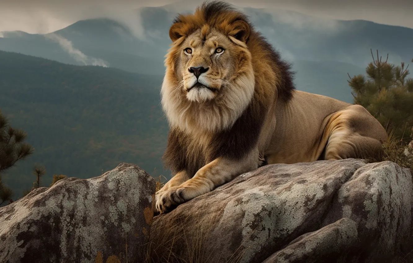 Photo wallpaper stones, Leo, lies, digital art, AI art, The Art of Artificial Intelligence, neural network