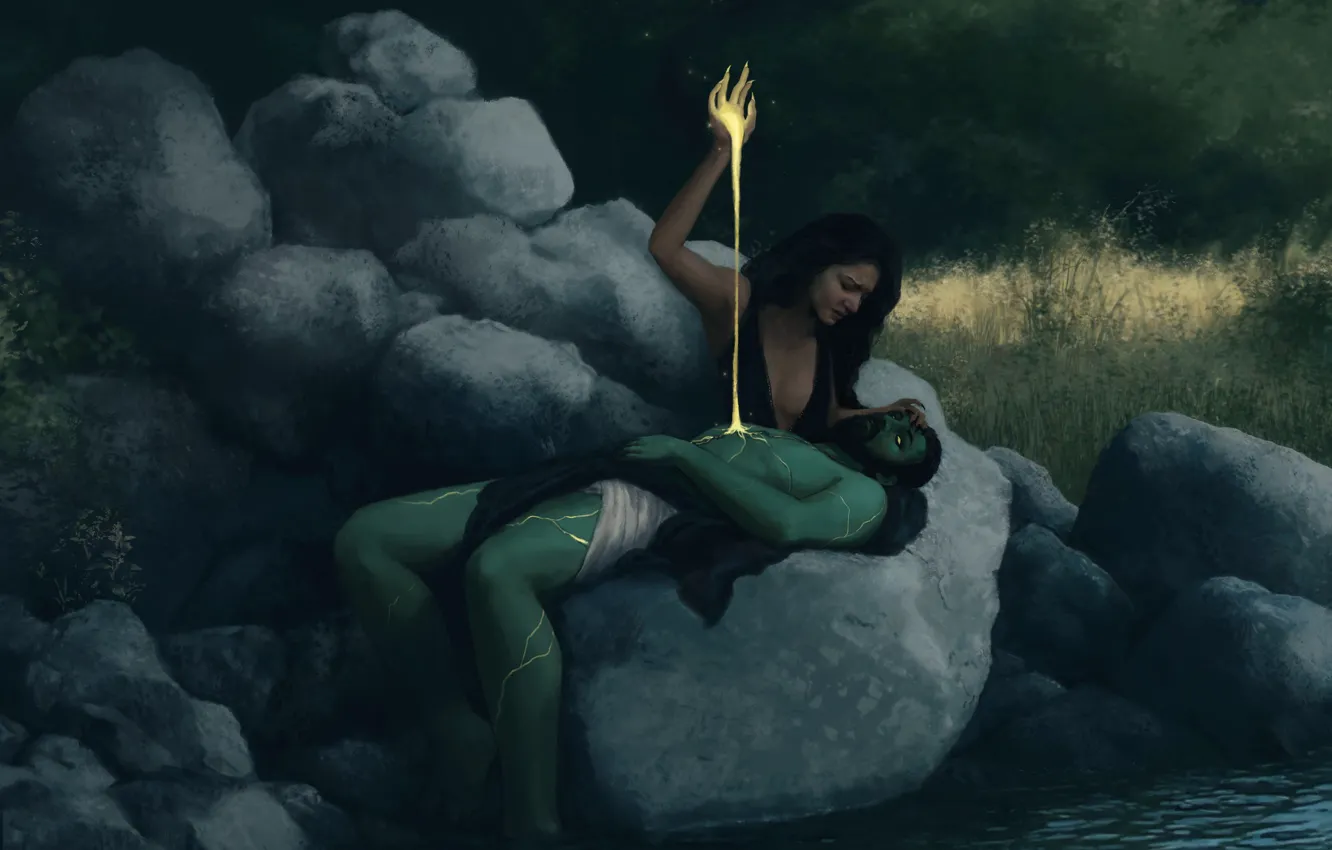 Photo wallpaper water, stones, Osiris, ISIS