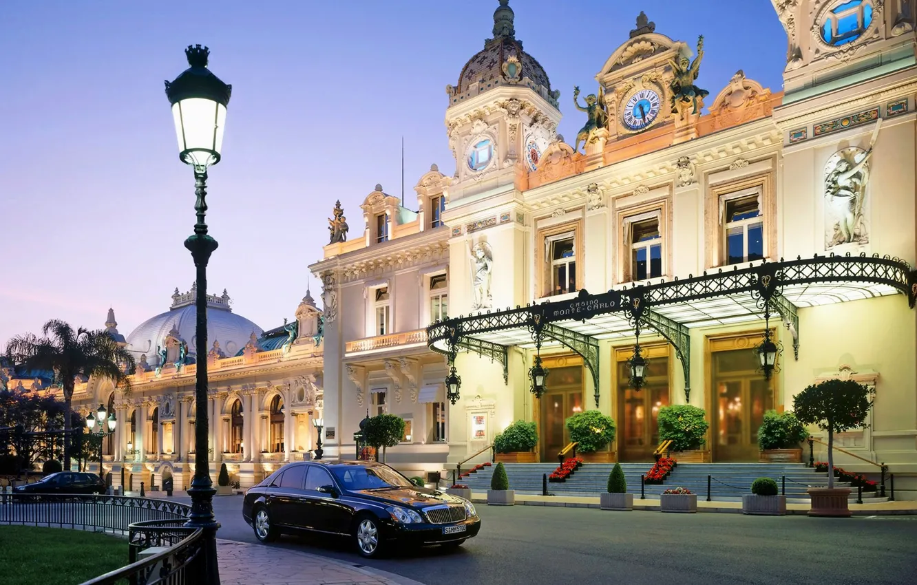 Photo wallpaper lights, car, casino, Monaco, Monte Carlo