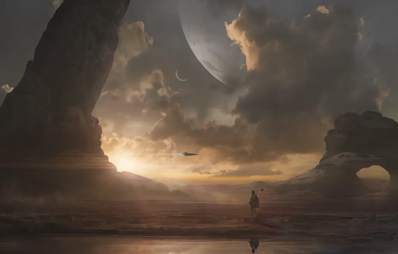 Photo wallpaper mountains, rocks, people, planet, practice