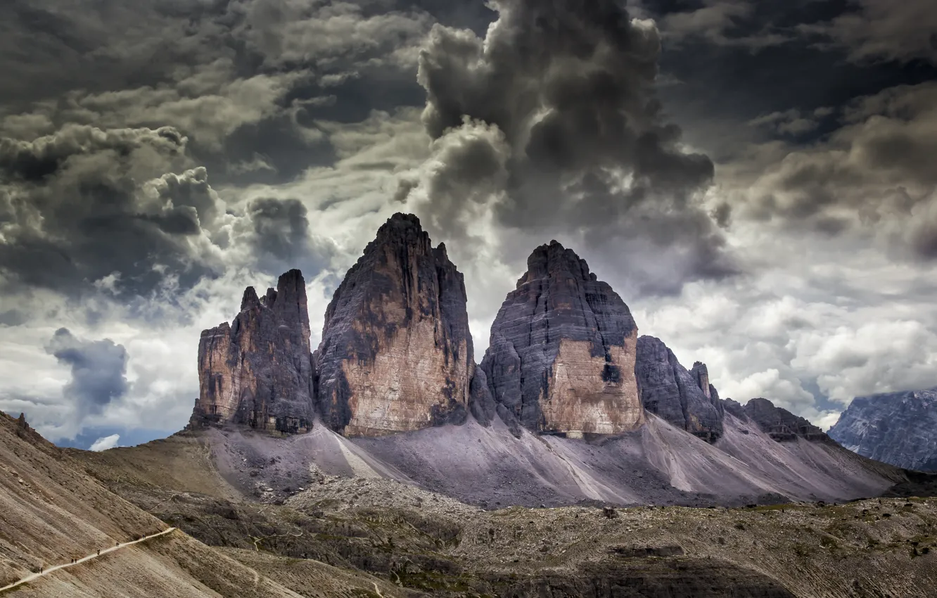 Photo wallpaper Italy, Dolomites, The three Peaks of Lavaredo