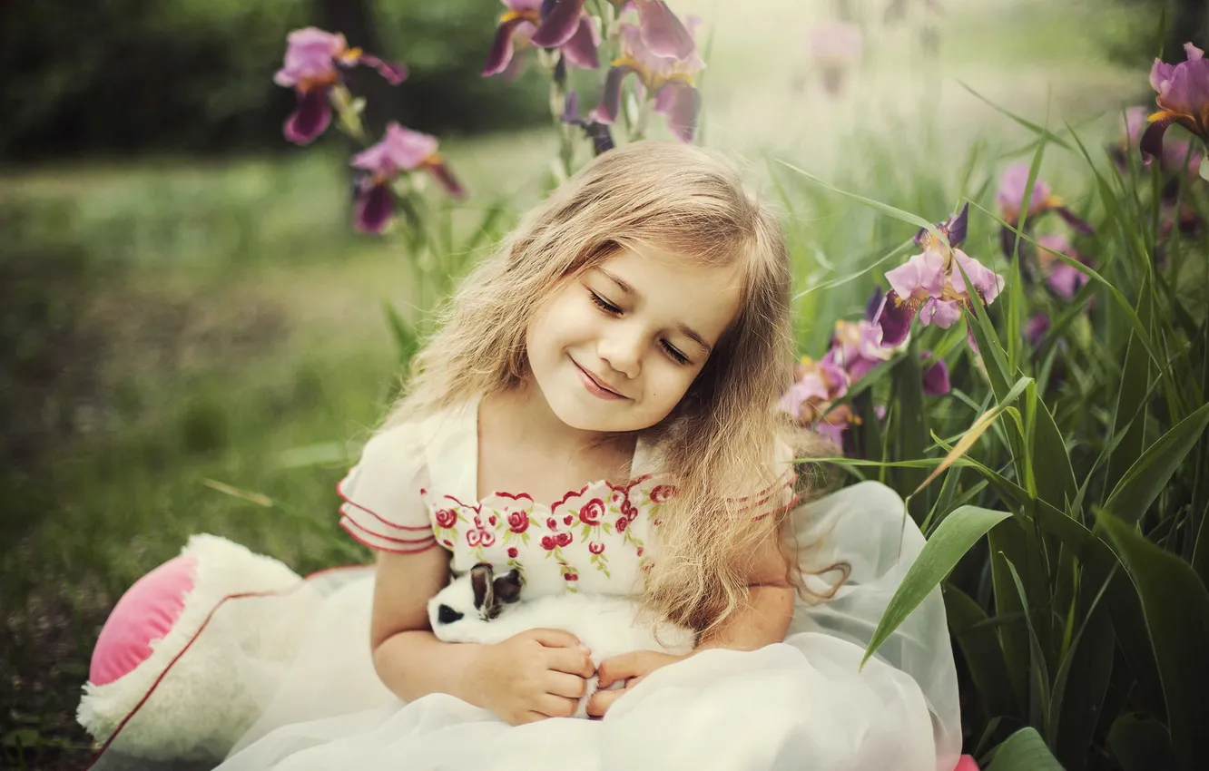 Photo wallpaper flowers, mood, girl