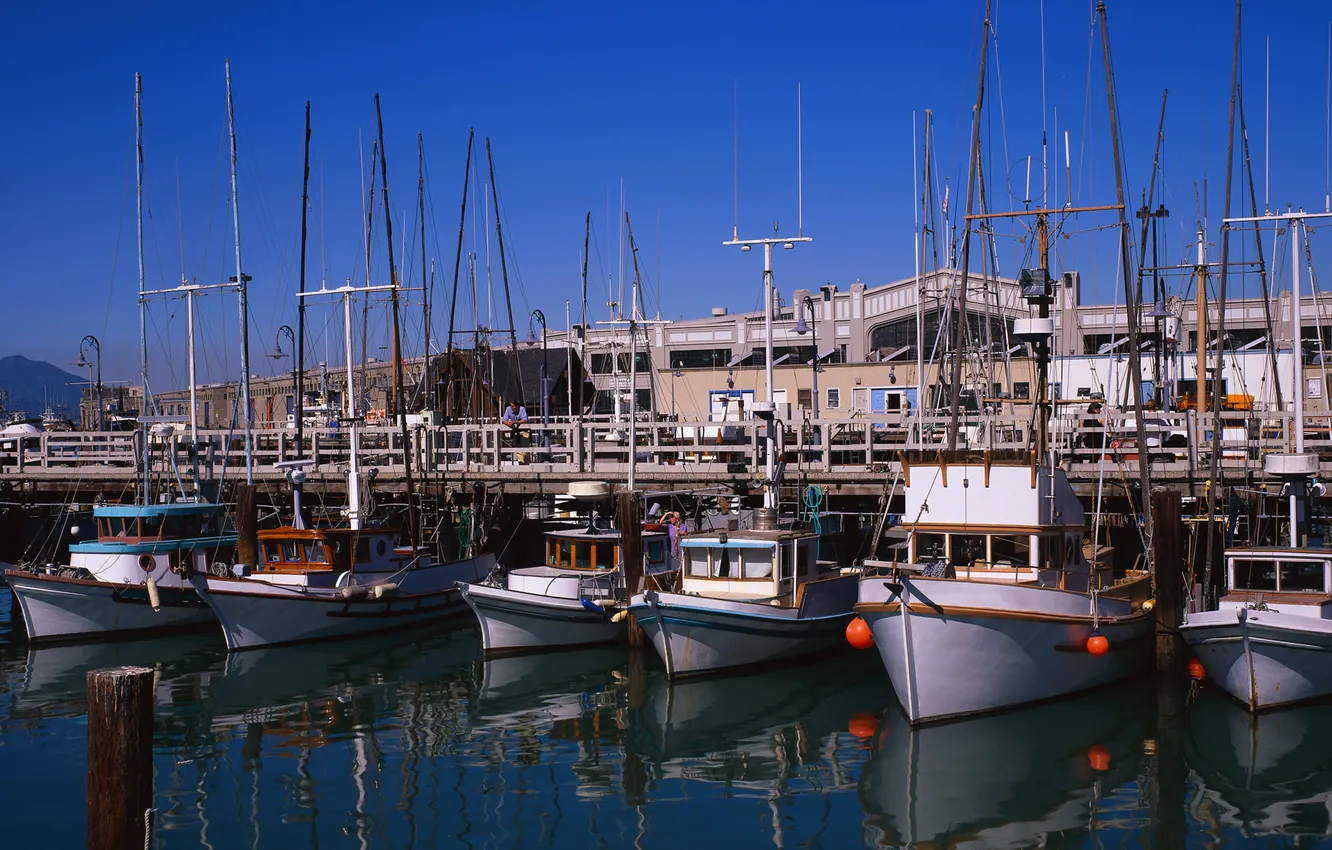 Photo wallpaper boats, San Francisco, Fisherman's Wharf