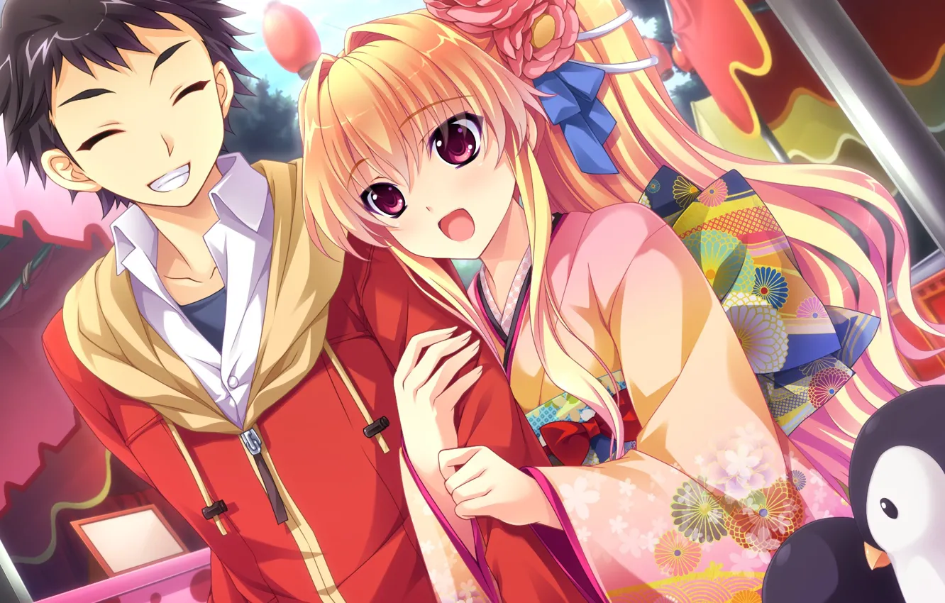 Photo wallpaper romance, two, festival, Baka Moe Heart ni Ai wo Komete!