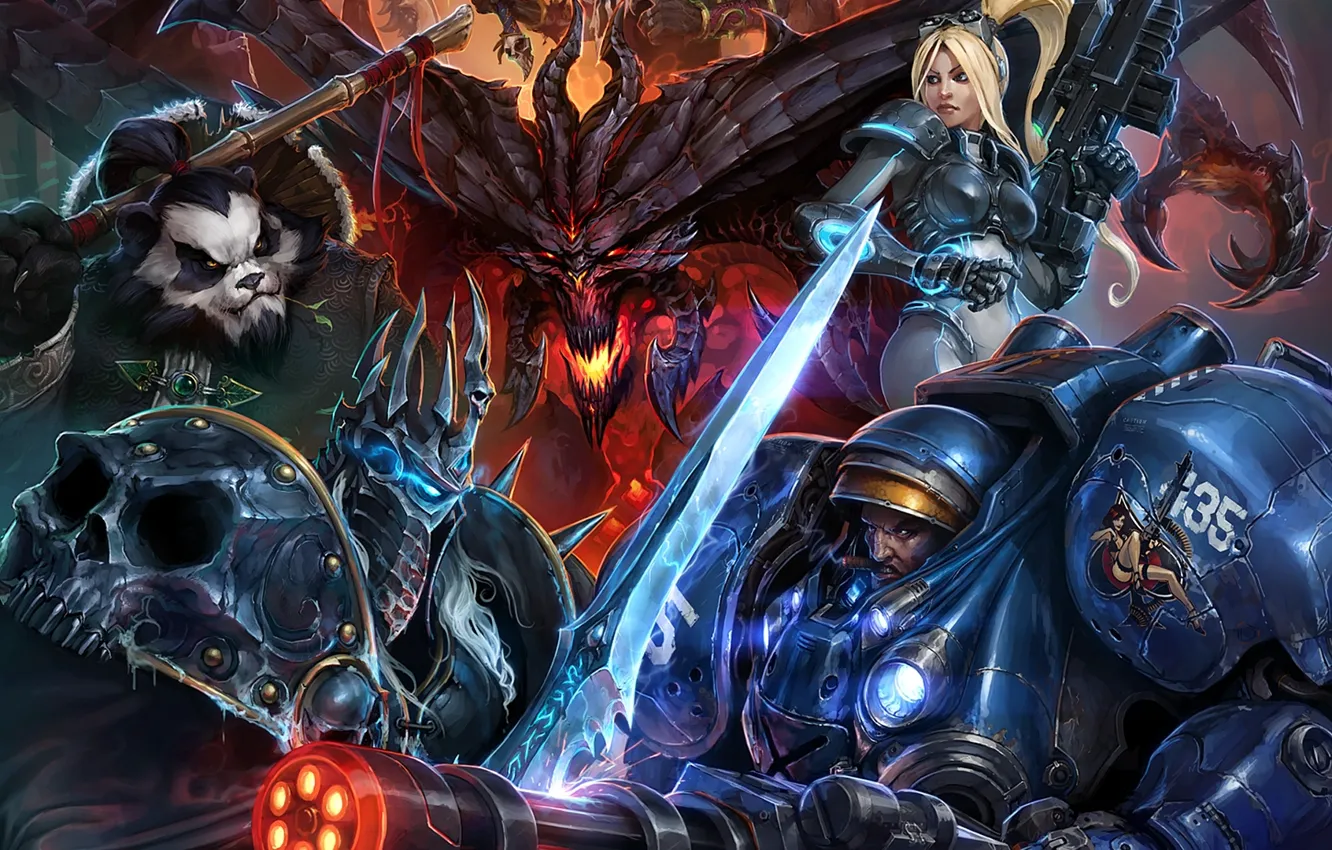 Photo wallpaper starcraft, diablo, warcraft, Blizzard Entertainment, heroes of the storm art