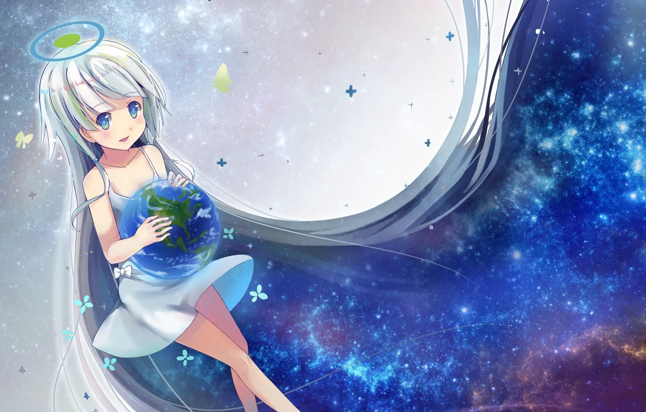 Photo wallpaper space, planet, train, girl