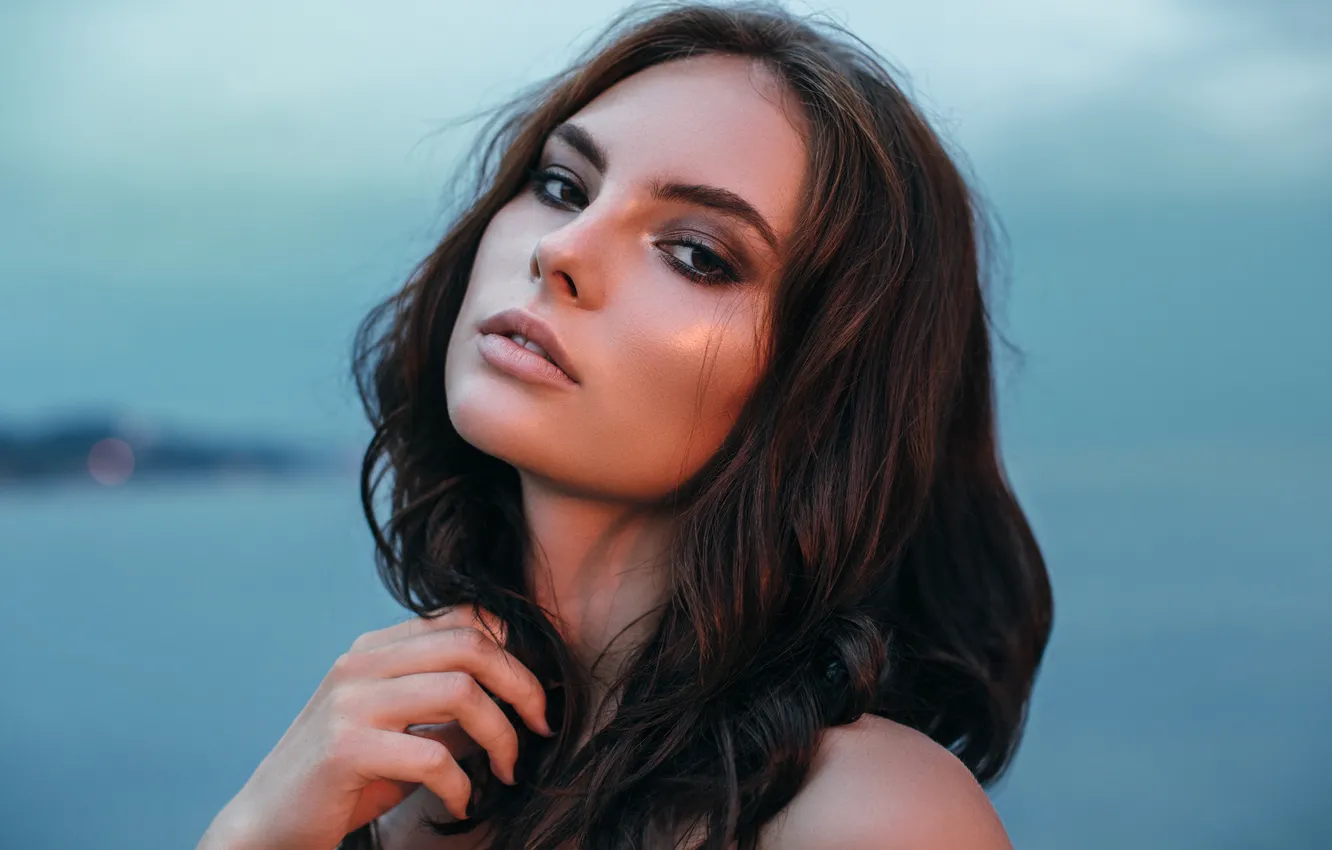Photo wallpaper look, girl, hair, portrait, makeup, beautiful