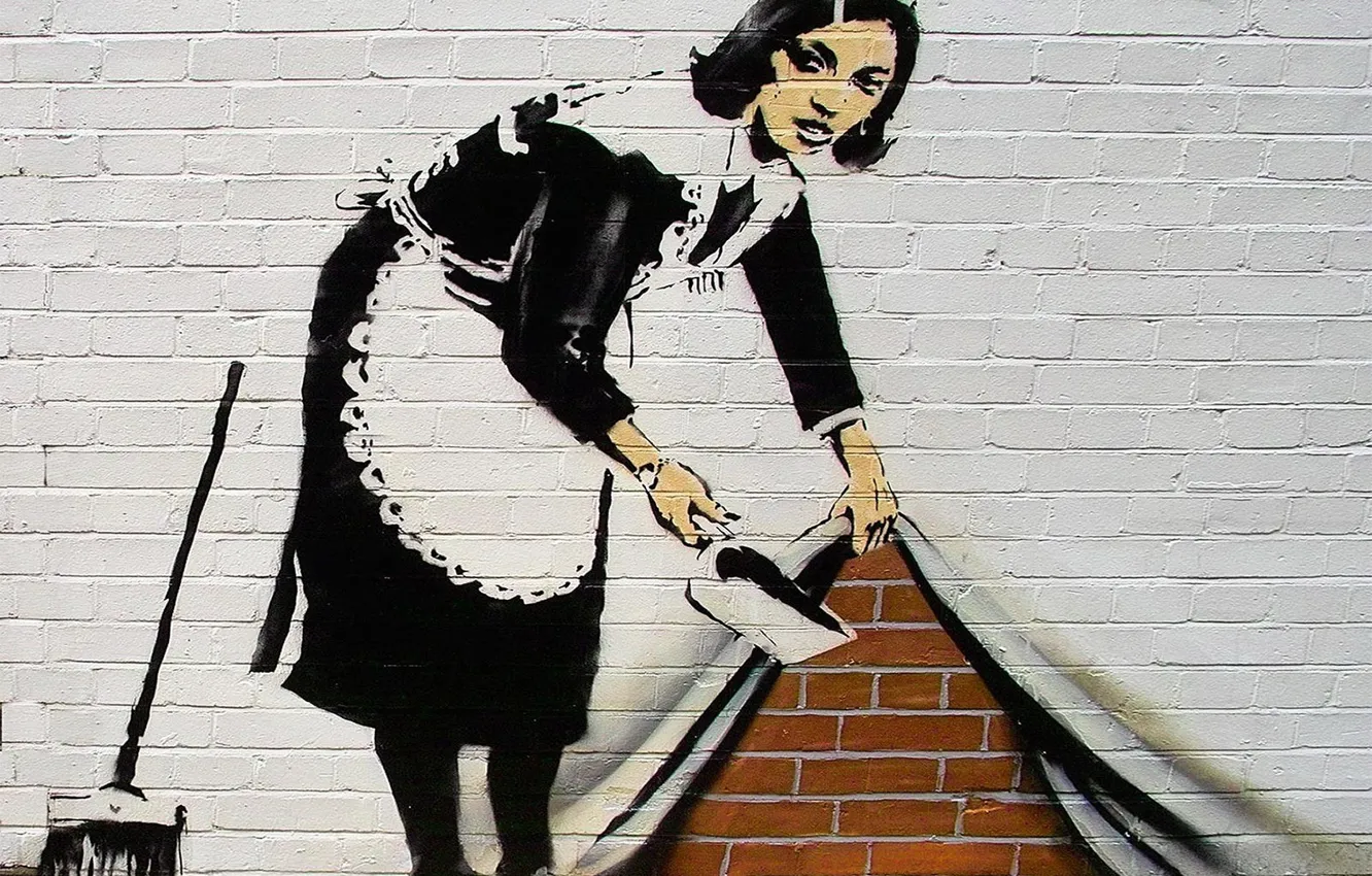 Photo wallpaper graffiti, the maid, banksy