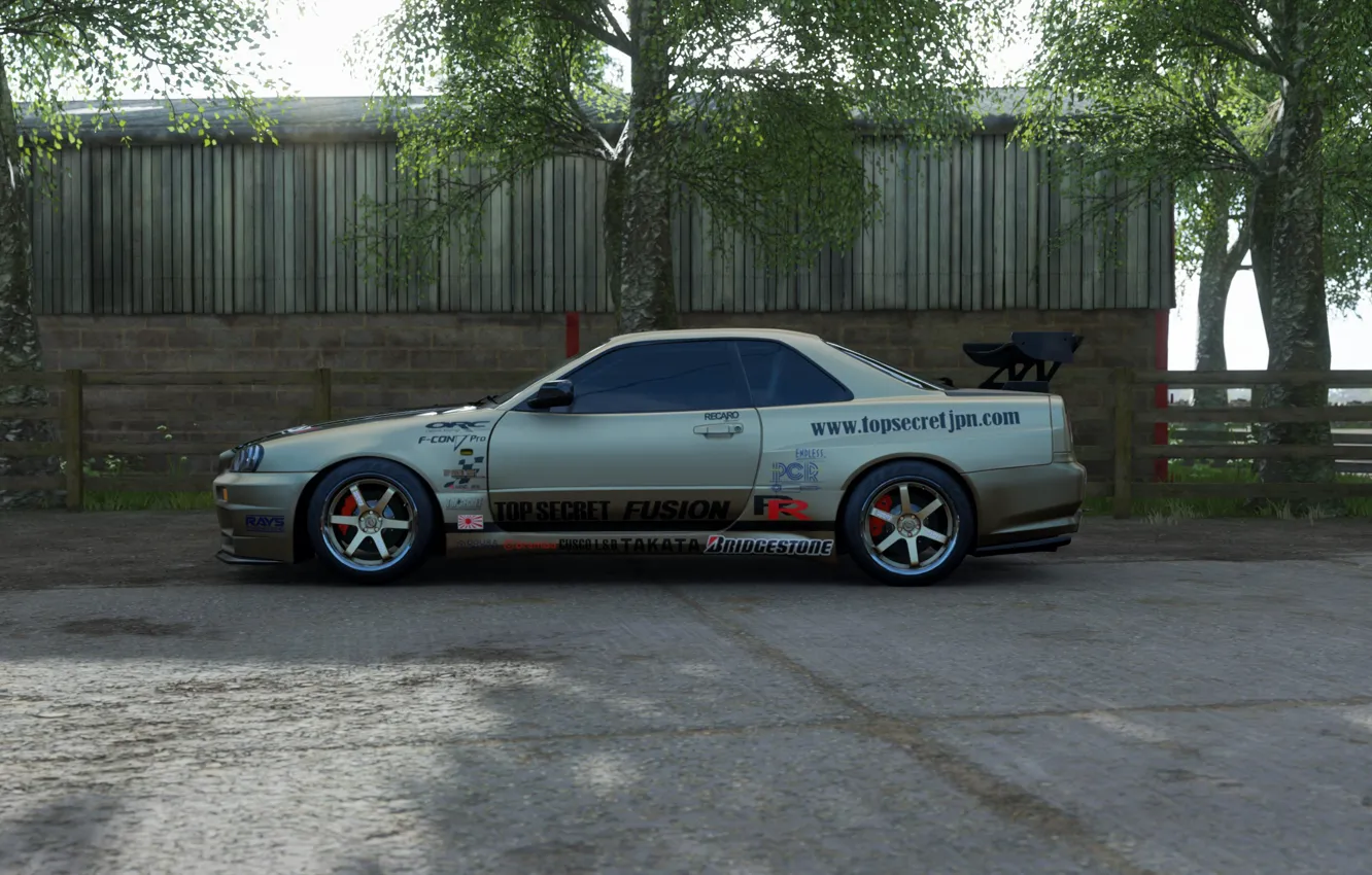 Photo wallpaper Nissan Skyline, GTR R34, top secret copy, Forza Horizon 4
