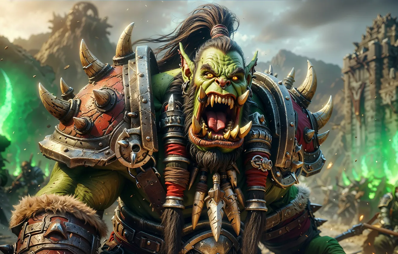 Photo wallpaper fantasy, fangs, Creek, Orc
