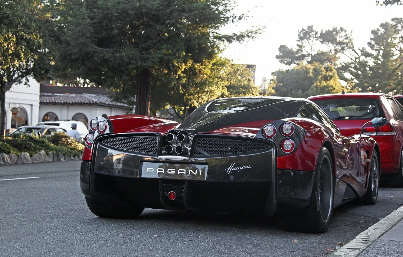 Photo wallpaper supercar, Pagani, on the street, back, To huayr, Pagani, wire