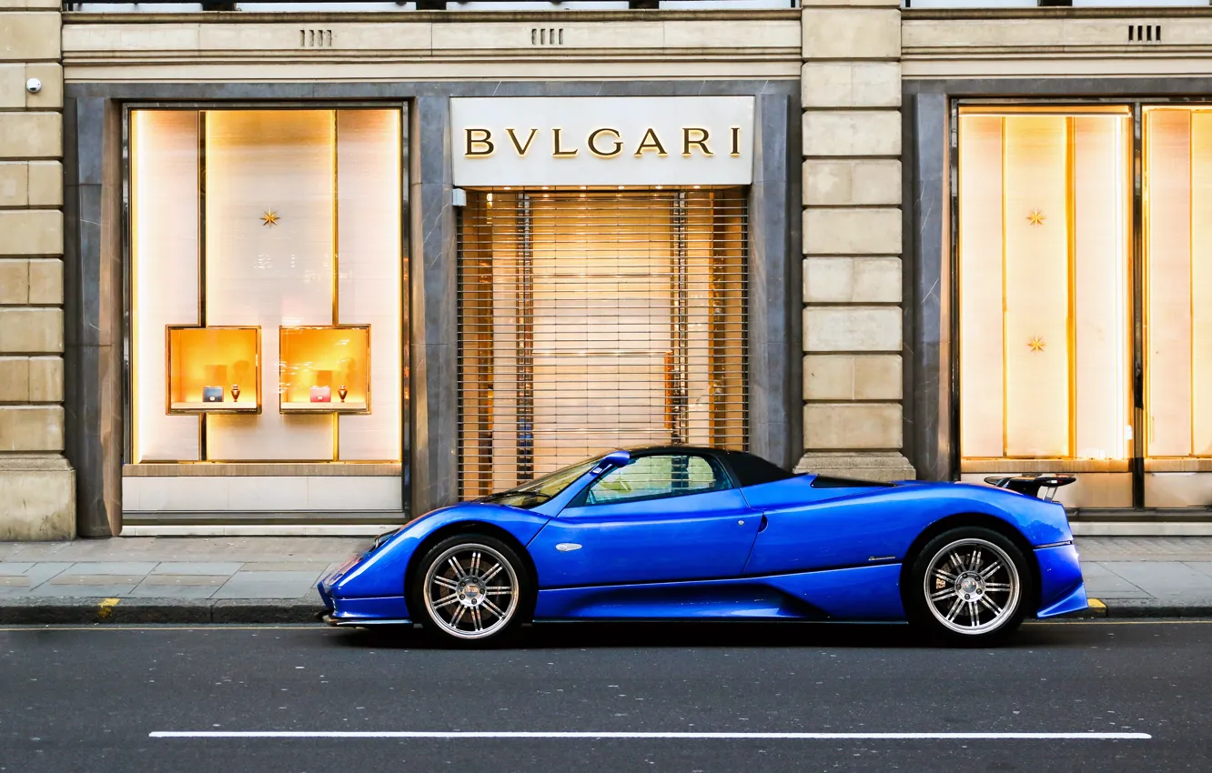 Photo wallpaper blue, Pagani, side view, Zonda, hypercar, Pagani, Pagani Zonda C12 S 7.3 Roadster