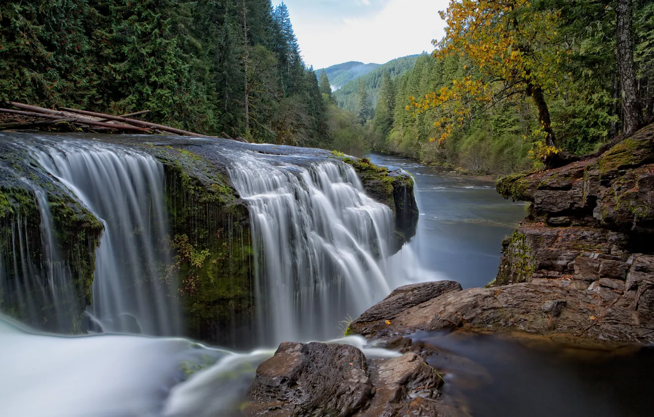 Photo wallpaper nature, rocks, shore, waterfall, stream