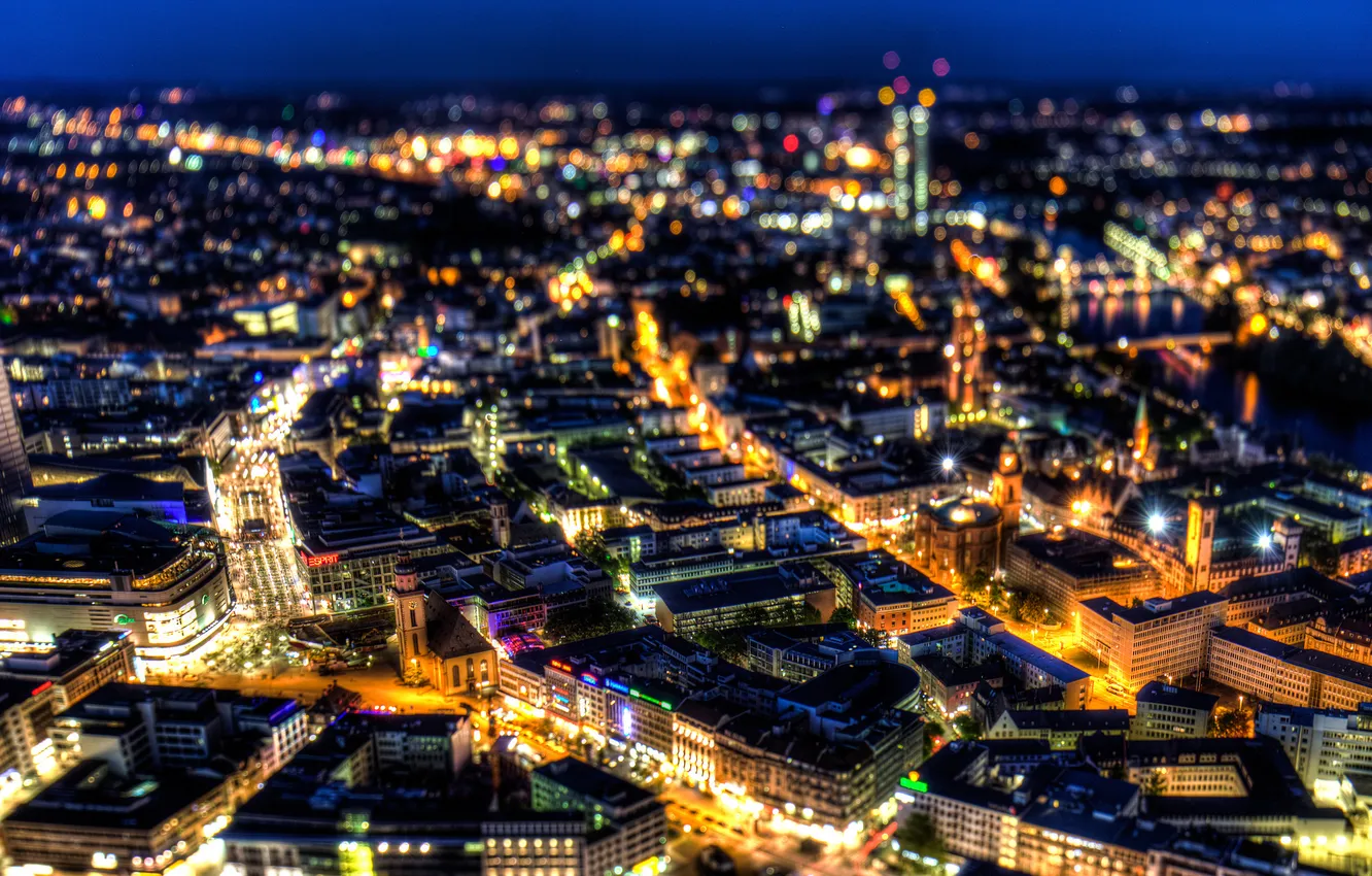 Photo wallpaper night, the city, lights, building, home, Germany, panorama, Germany