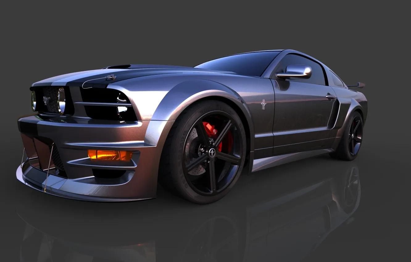Photo wallpaper tuning, Mustang, rendering
